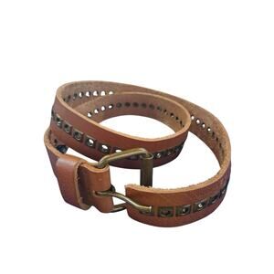 Y2K HE Mango Leather Grommet Belt Women's size 34 Grungecore Academia Preppy Hip